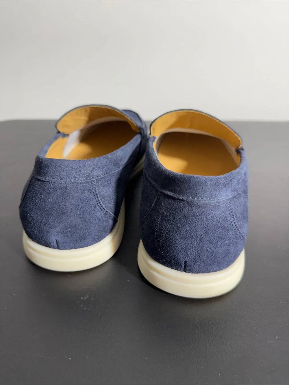 Jack Erwin mens 12 navy blue Tanner suede old money loafer shoes EUC